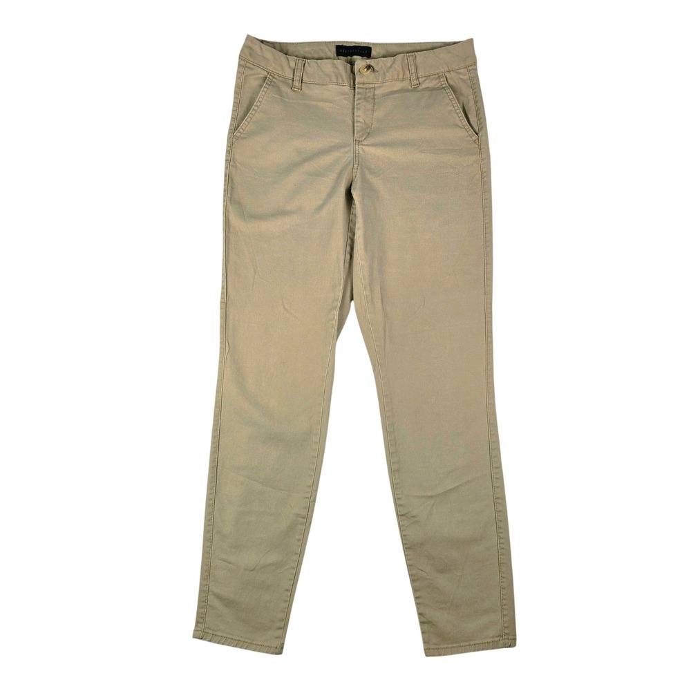 Aeropostale Chino Pants Women 6 REG Khaki Tan Slim‎ Fit Stretch Mid Rise Cotton